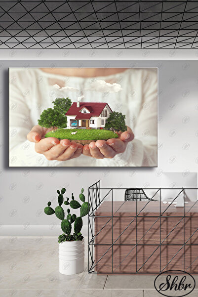 Şehber Tekli Yatay Dekoratif Kanvas Tablo Emlakçı Emlak Ofisi GYO İnşaat Firm...