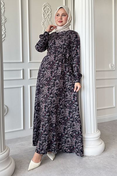 InStyle Φόρεμα Wild Flower Μαύρο Σατέν