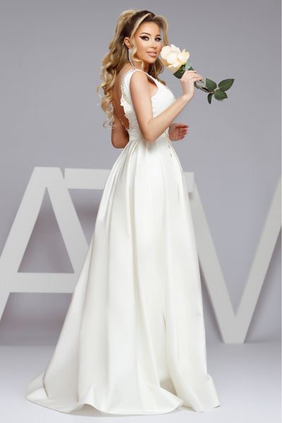 Atmosphere Fashion Off white taffeta long dress