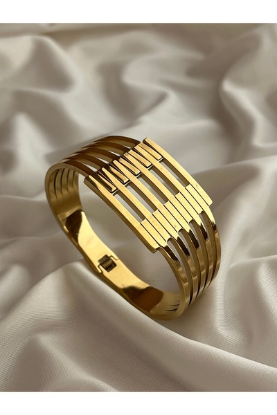 Çelik Lucky Store Steel Gold Six Rib Handcuff Bracelet