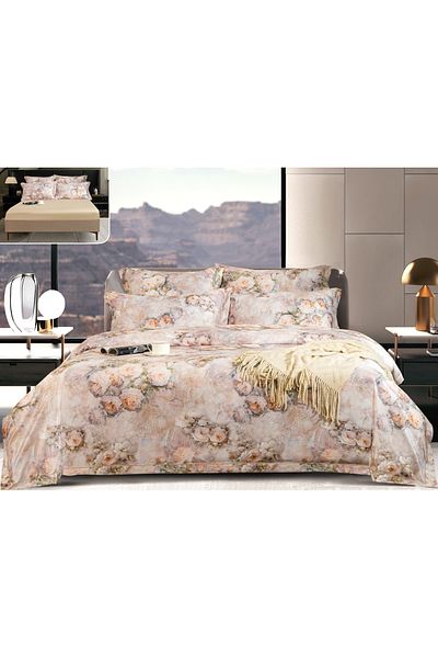 CHIRASO CHIRASO Bedding Set, SATIN Premium, ELASTIC Sheet 180x200, Duvet Sheet 200x230, 4 Pillowcases