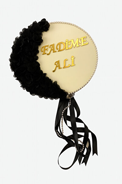 Evsay Gelin Tefi Pleksi Isimli, Üç Boyut Çiçek Kurdele Ve Inci Süslemeli Düğün Kına Nedime Nişan Kına Defi