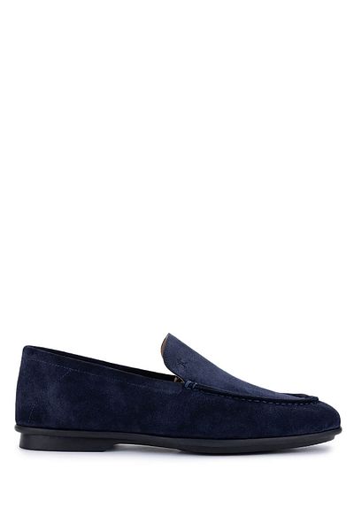 Tamer Tanca Men's Genuine Leather Navy Blue Suede Loafers