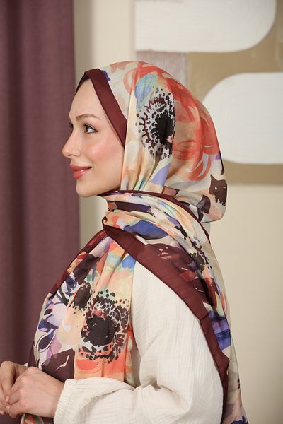 aldyoo Floral Patterned Cotton Viscose Trend Shawl