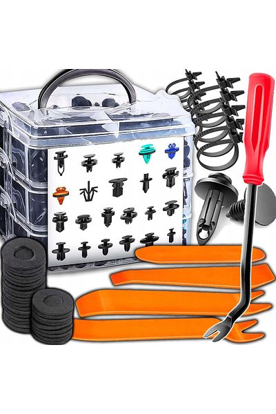 NewEvo Set of 680 clips and tools NewEvo, for car interior, radio, door panels, dashboard, plastic