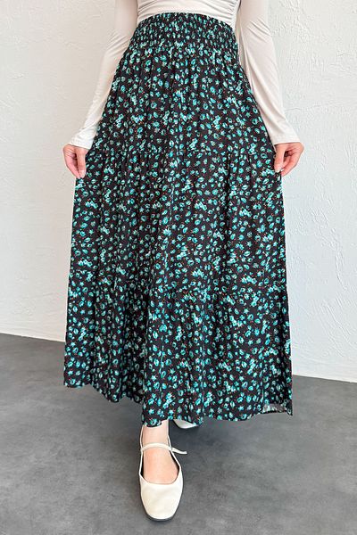 InStyle Fusta din viscoză verde mentă cu model Flora