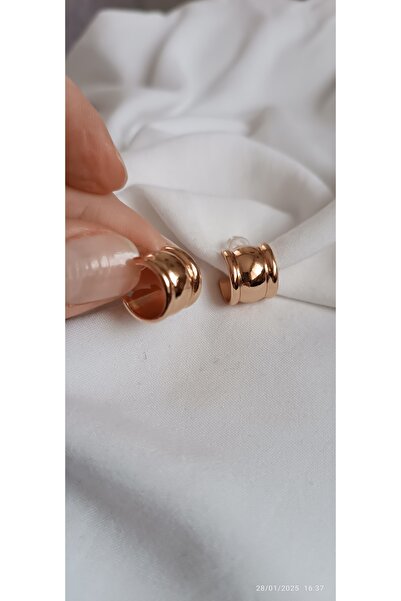 ARİ TAKI أقراط من الفولاذ على شكل نصف حلقة منقوشة باللون الوردي