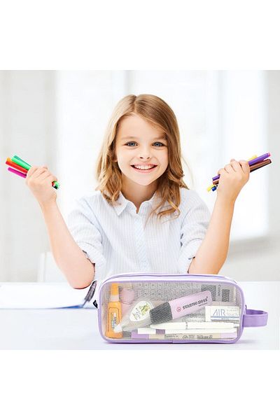 fulina Pencil Case,Pen Bag, Large Grid Mesh ,Clear Pen Pencil Pouch ,for Student Business Travel Office