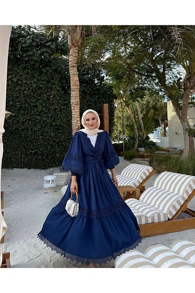 Rabia Ateş Rahi̇ Dark Blue Tetture Skirt Suit