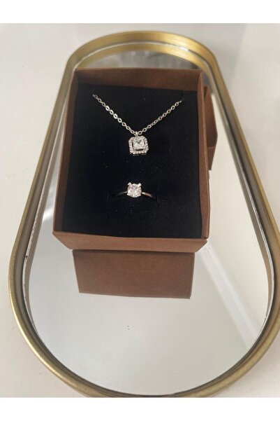 Vipfoni مجموعة خاتم مرصع بحجر واحد مربع الشكل