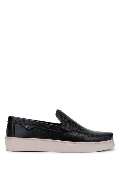 Tamer Tanca Men's Genuine Leather Black Floater Loafer Shoes