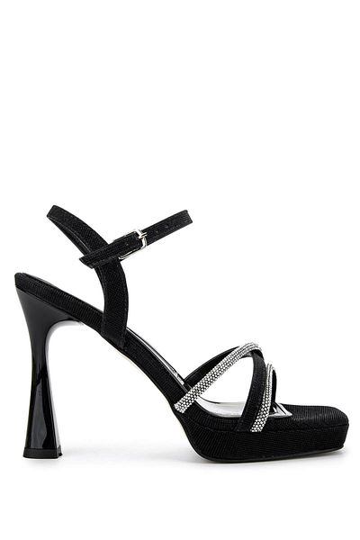 Tamer Tanca Women's Faux Leather Black Heeled Shoes