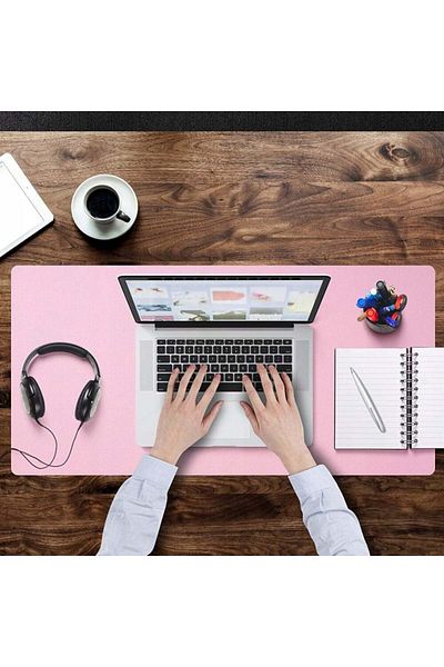 PROTONE Mousepad XXL pentru protecția biroului, din piele pu, față-verso albastru/roz, 90x45 cm