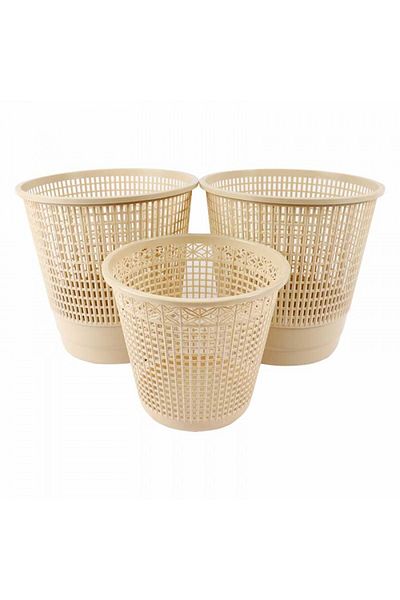 Living 3-Piece Plastic Waste Bin Set – Large, Medium & Small Trash Bins for Home