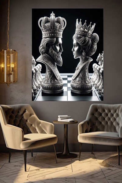 özkacar TABLIE ARTISTICĂ PE PÂNZĂ ȘAH MAT, DECOR DE PERETE PENTRU CASĂ, SALON...