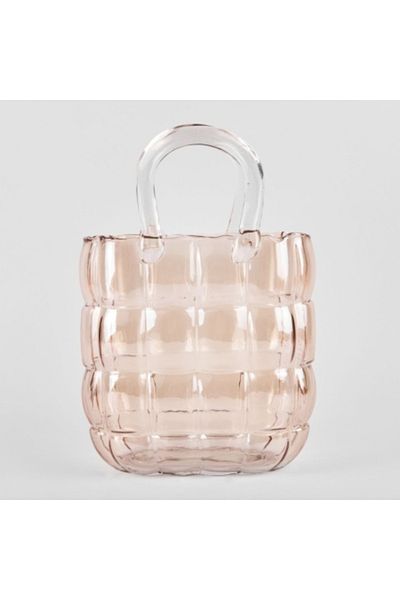 Blusmart Vază de sticlă cu geantă Design M PEACH 22 x 8 cm
