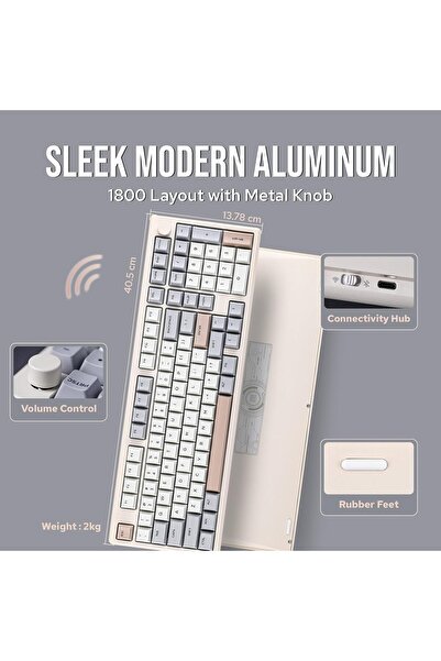 Epomaker لوحة مفاتيح الألعاب اللاسلكية Galaxy100 QMK/VIA (أبيض كريمي، مفتاح أبيض رخامي)