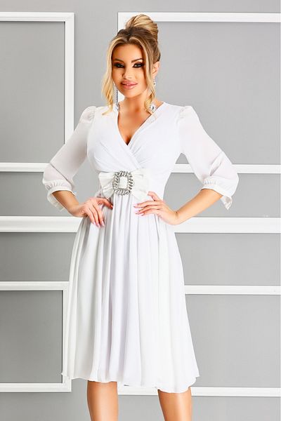 Atmosphere Fashion White veil midi dress with bow