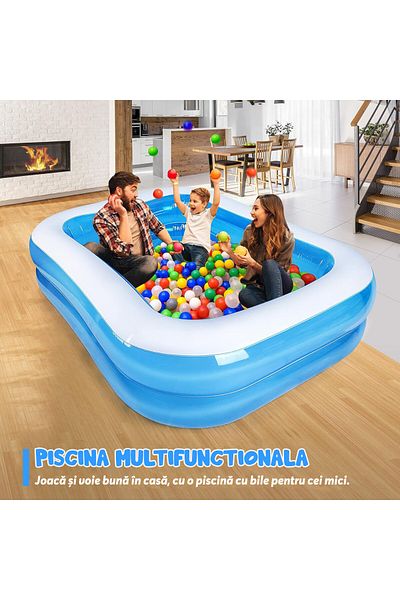 Pitikot Pitikot® Rectangular Inflatable Pool, for Adults or Children 3+ Years, 201x150x45 cm
