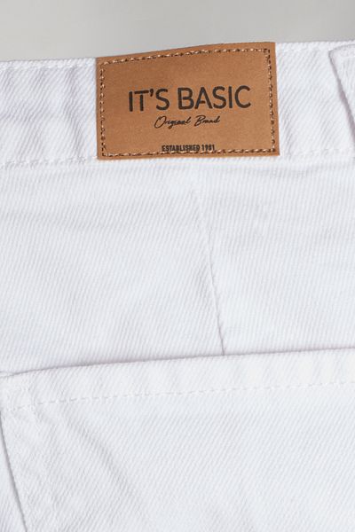 its basic Women's White Color 13S5-2 Relax Fit 100% Cotton Ripped Detailed Denmi Jean