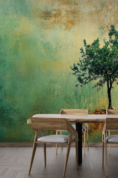 dreamwall Eskitme Yeşil Ağaç Desenli Duvar Kağıdı