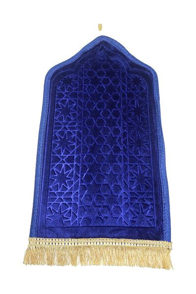 Yuwell Prayer Mat Embossed Anti-Slip Velvet Mini Prayer Mat Sajadah Mat 60X35CM Blue