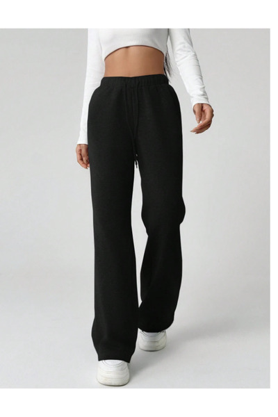 LAUSRA Pantaloni negri pentru femei, mărime mare, largi, cu croială lejeră, A...