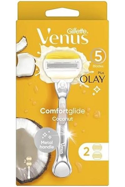 Gillette Venus Venus & Olay ComfortGlide Coconut Razor for Women with Metal Handle and 5 Blades - Single P