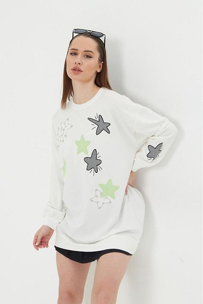 TRİKO DÜNYASI Star Detailed Women's Tunic Oversize New Season Comfortable Fit