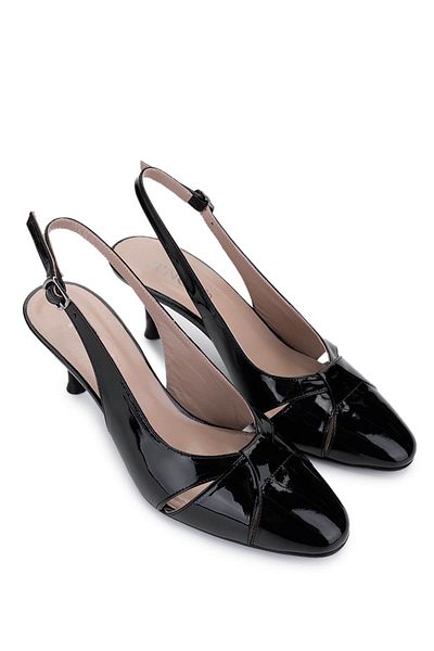 Tamer Tanca Women's Genuine Leather Black Patent Leather High Heels