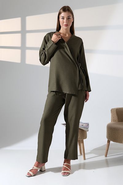 ZEYCEN Women's Linen Double Kimono Suit Loose Cut Comfortable Fit