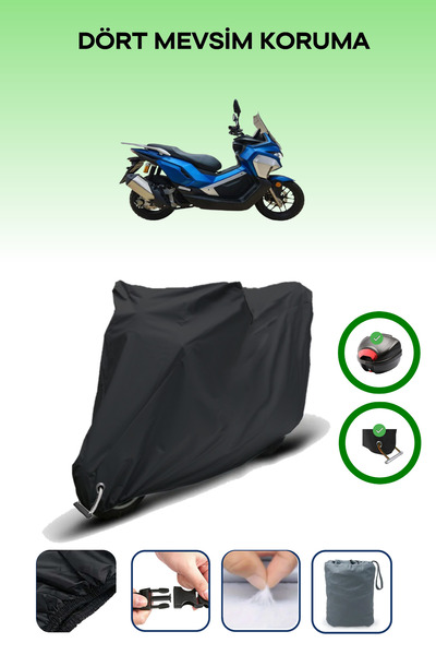 Breen Siyah Arka Çanta ve Kilit Uyumlu Revolt Rsx7 Motor Brandası Koruma Örtüsü