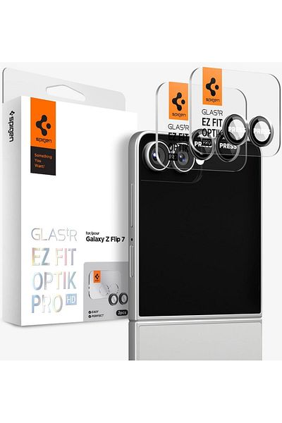 Spigen GLAStR EZ-Fit Optik PRO HD for Galaxy Z Flip 7 Camera Lens Screen Protector - Black 2 PACK