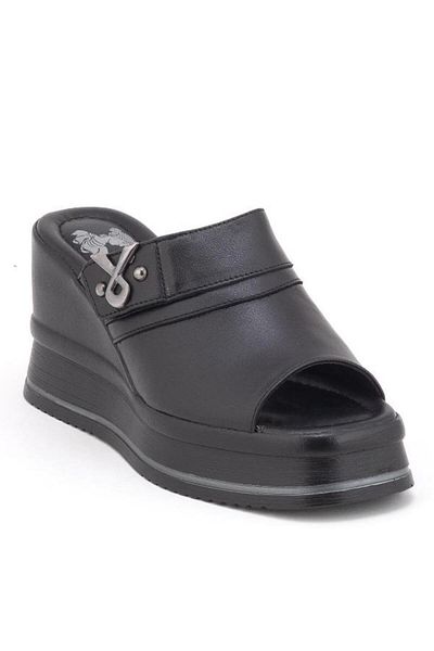Venüs 2510904Y Women's Genuine Leather Wedge Sole Slippers