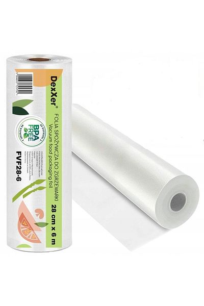 DexXer embossed vacuum bags, for food vacuum sealer, 1 roll, 28cm x 6m, reusable, durable, sous vide