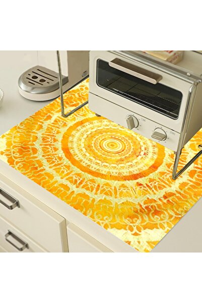 uygun dekor Yellow Geometric Washing and Dryer Cover Drawer Refrigerator Prot...
