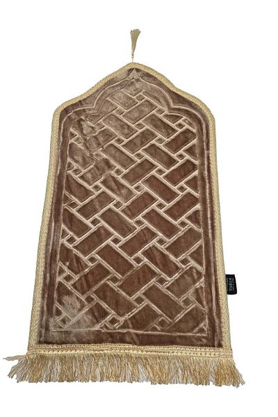 Yuwell Prayer Mat Embossed Anti-Slip Velvet Mini Prayer Mat Sajadah Mat 60X35CM Gold