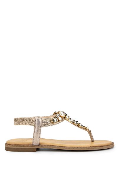 Tamer Tanca Women's Faux Leather Yellow Flip Flops Sandals