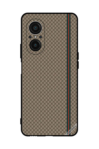 Covernex غطاء حماية لهاتف هواوي نوفا 9 إس إي 5G بخطوط حمراء وخضراء على نمط بني