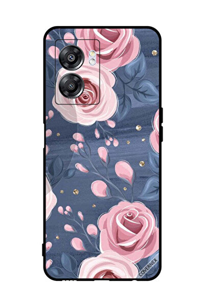 Covernex غطاء حماية لهاتف Oppo A57 بنقشة ورود وردية وأوراق رمادية داكنة