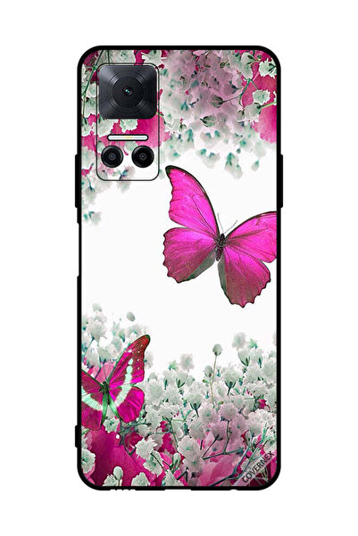 Covernex غطاء حماية لهاتف Honor Play6T - وردي داكن، فراشة، وزهور بيضاء