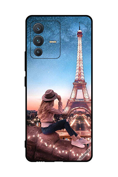 Covernex غطاء حماية لهاتف فيفو S12 - فتاة قبعة بنية اللون وبرج إيفيل