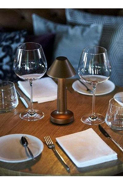 COOYA Desktop Decor Night Light Mental Lamp Rechargeable Touch Sensor Wireless Bedroom Reading Lamp