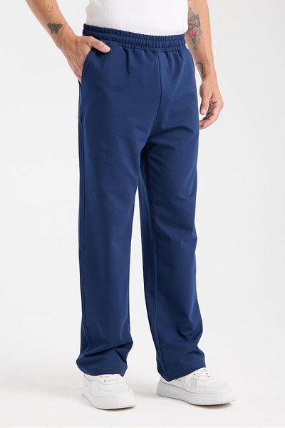 MYSPORT 6004 Ανδρικά φούτερ Indigo Loose Fit με φαρδιά τσέπη με φερμουάρ μέση με κορδόνια Indigo ανδρικά φούτερ