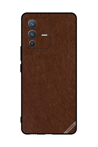 Covernex غطاء حماية لهاتف فيفو S12 برو - بني داكن، بنقشة جلد