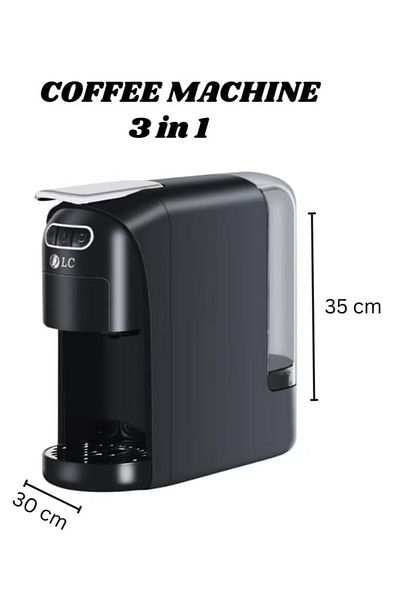 DLC 3-in-1 Coffee Machine (700ml, 1400W) – 15 Bar Pressure, Compact, Durable & Easy to Use black