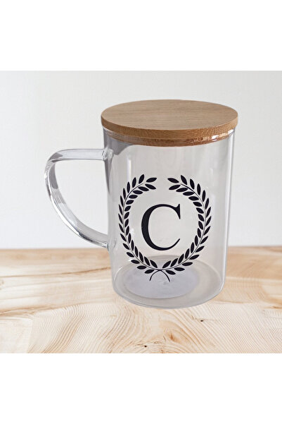 EGE HOME STORE Kişiye Özel Harfli Bardak Siyah (C ) Harfi