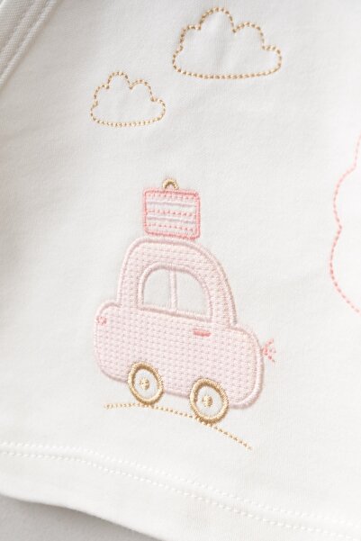 Teddy Pie Cute Cloudy Car Patterned 5 Piece Newborn Hospital Release Bodysuit Set