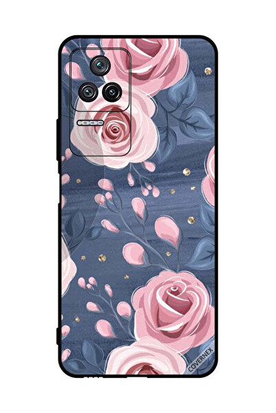 Covernex غطاء حماية لهاتف شاومي ريدمي كي 50 برو بنقشة ورود وردية وأوراق رمادي...