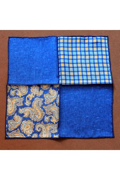 COOLMENCLUB 4 Patterned Silk Pocket Square
